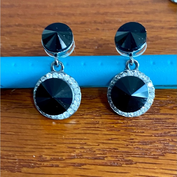 Sophia Collection Rhinestone Drop Necklace and Earrings Set in Black - Picture 4 of 4